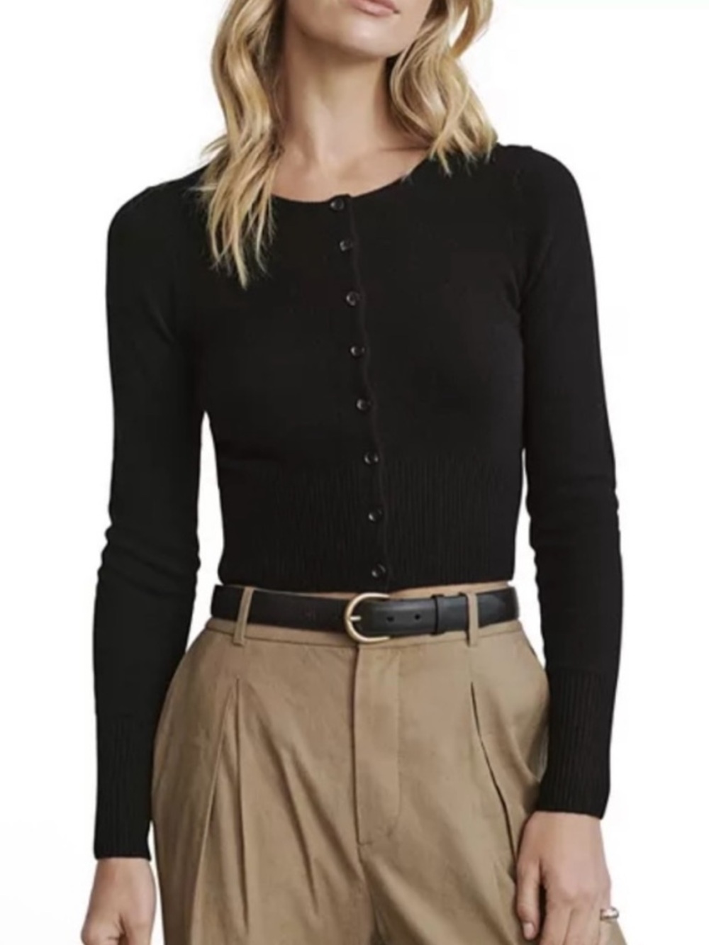 Jenni Kayne Finley 100% Cashmere Delicate Knit Cardigan All Black Soft XS GUC